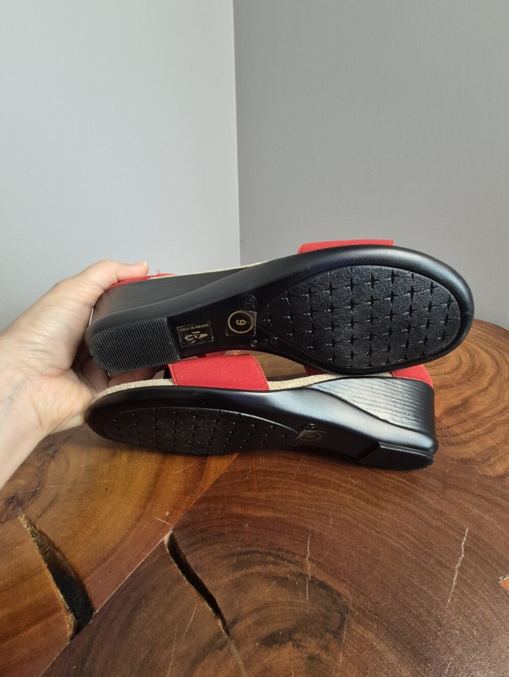 CHARLESTON SHOE CO. Justice Red Mini Wedge Sandals - 9 - Picture 9 of 11